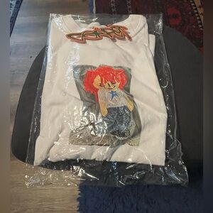 White Tee with Cartoon Graphic